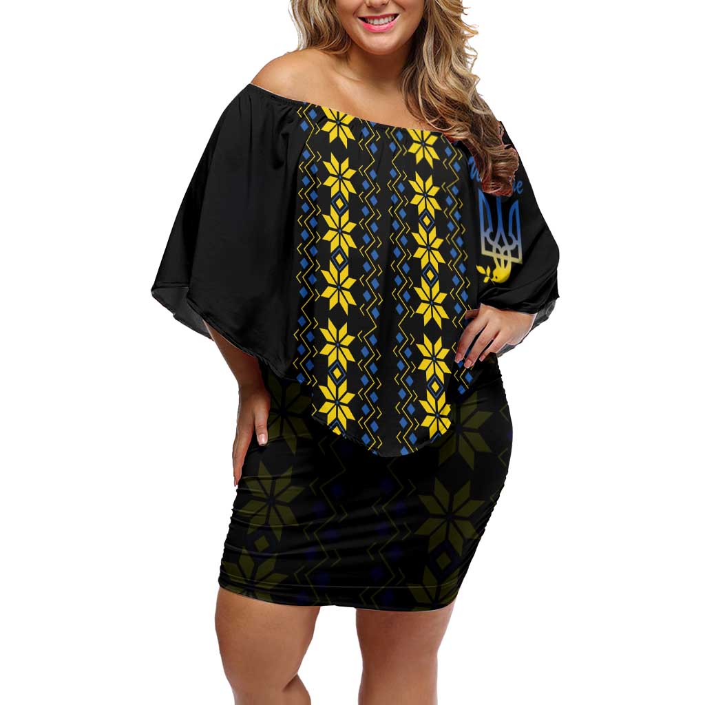 Yellow Ukraine Folk Patterns Off Shoulder Short Dress - Wonder Print Shop