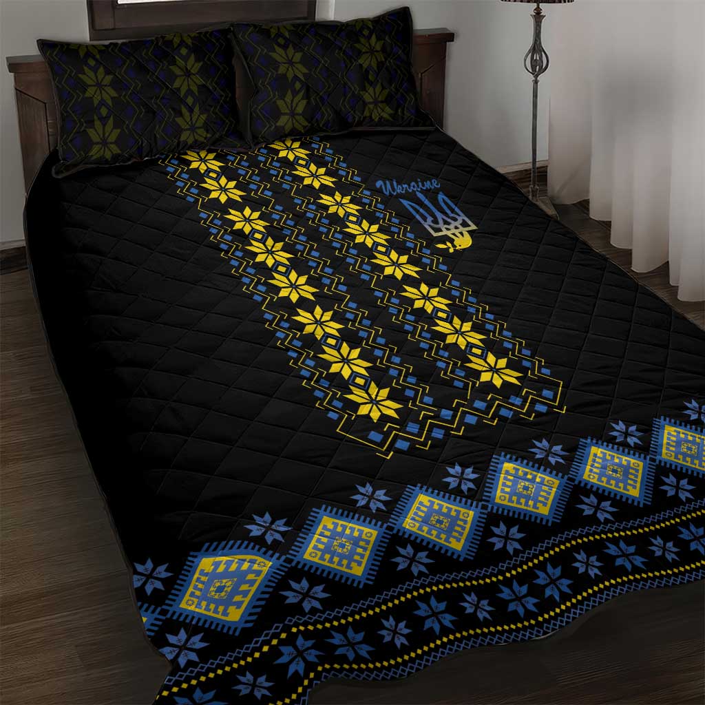 Yellow Ukraine Folk Patterns Quilt Bed Set - Wonder Print Shop