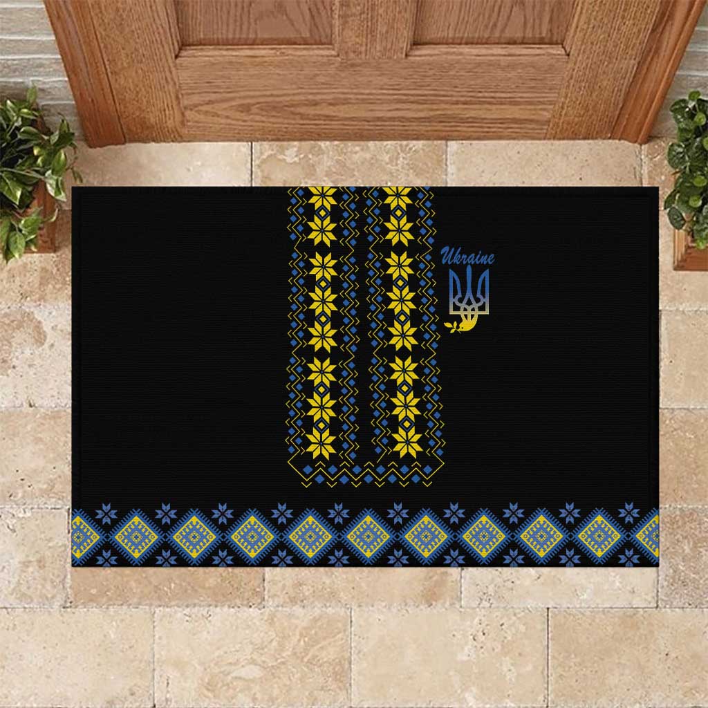 Yellow Ukraine Folk Patterns Rubber Doormat - Wonder Print Shop