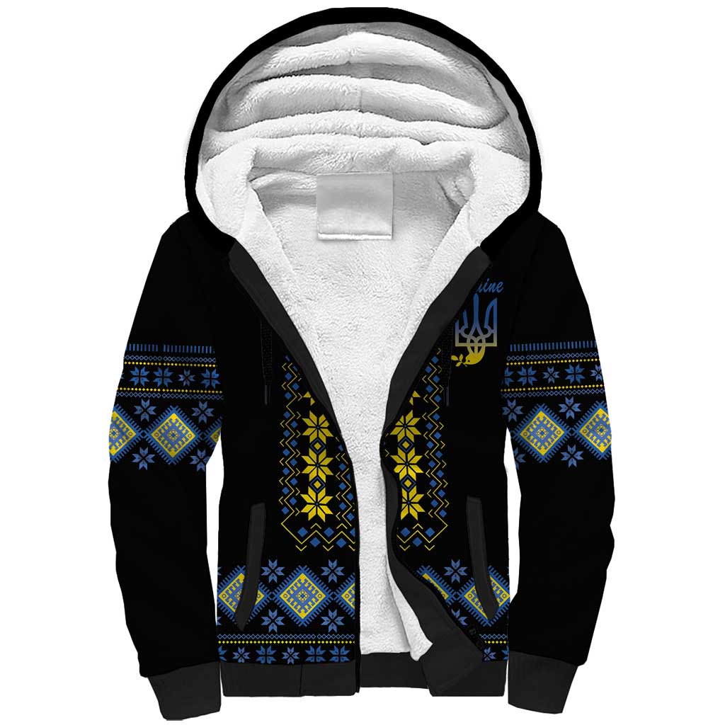 Yellow Ukraine Folk Patterns Sherpa Hoodie - Wonder Print Shop