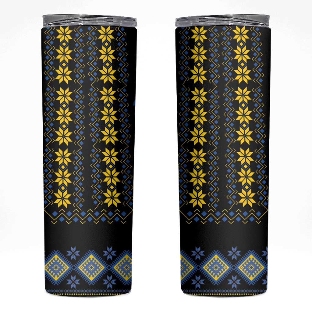 Yellow Ukraine Folk Pattern Skinny Tumbler - Wonder Print Shop