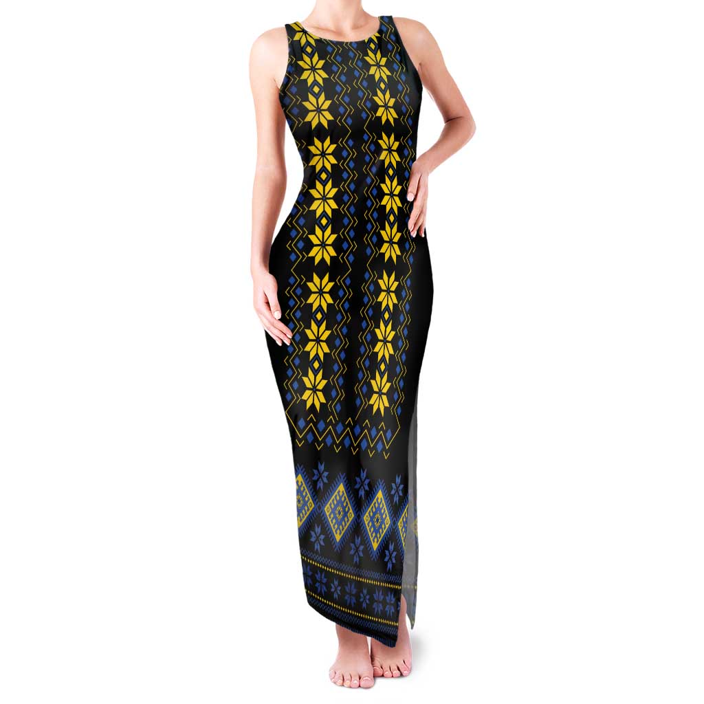 Yellow Ukraine Folk Patterns Tank Maxi Dress - Wonder Print Shop