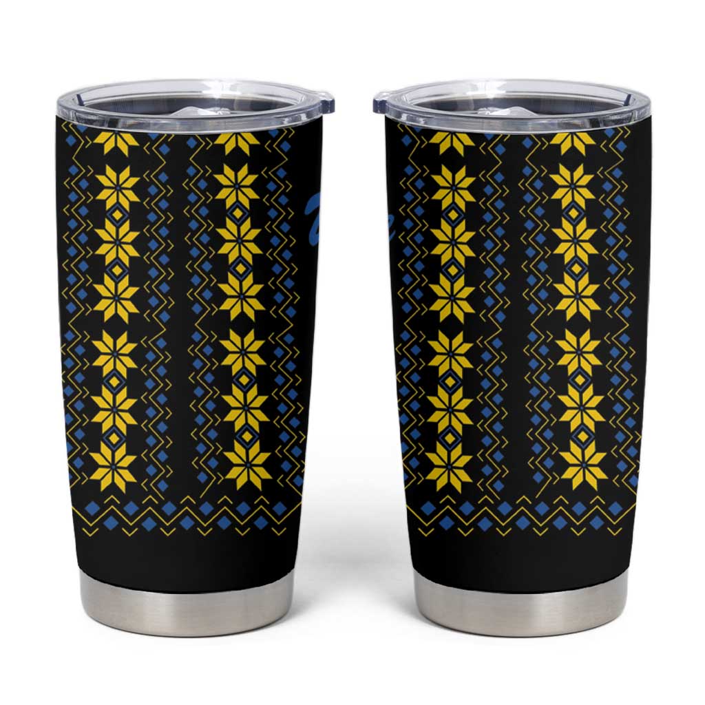 Yellow Ukraine Folk Pattern Tumbler Cup - Wonder Print Shop