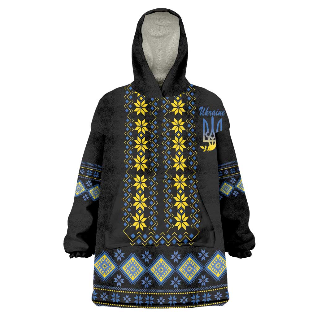 Yellow Ukraine Folk Patterns Wearable Blanket Hoodie