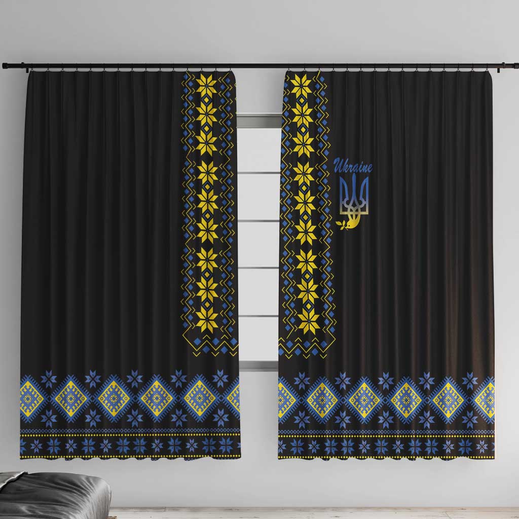 Yellow Ukraine Folk Patterns Window Curtain - Wonder Print Shop