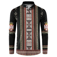 Black crewneck long-sleeve sweatshirt with vertical folk stripe and red diamond print