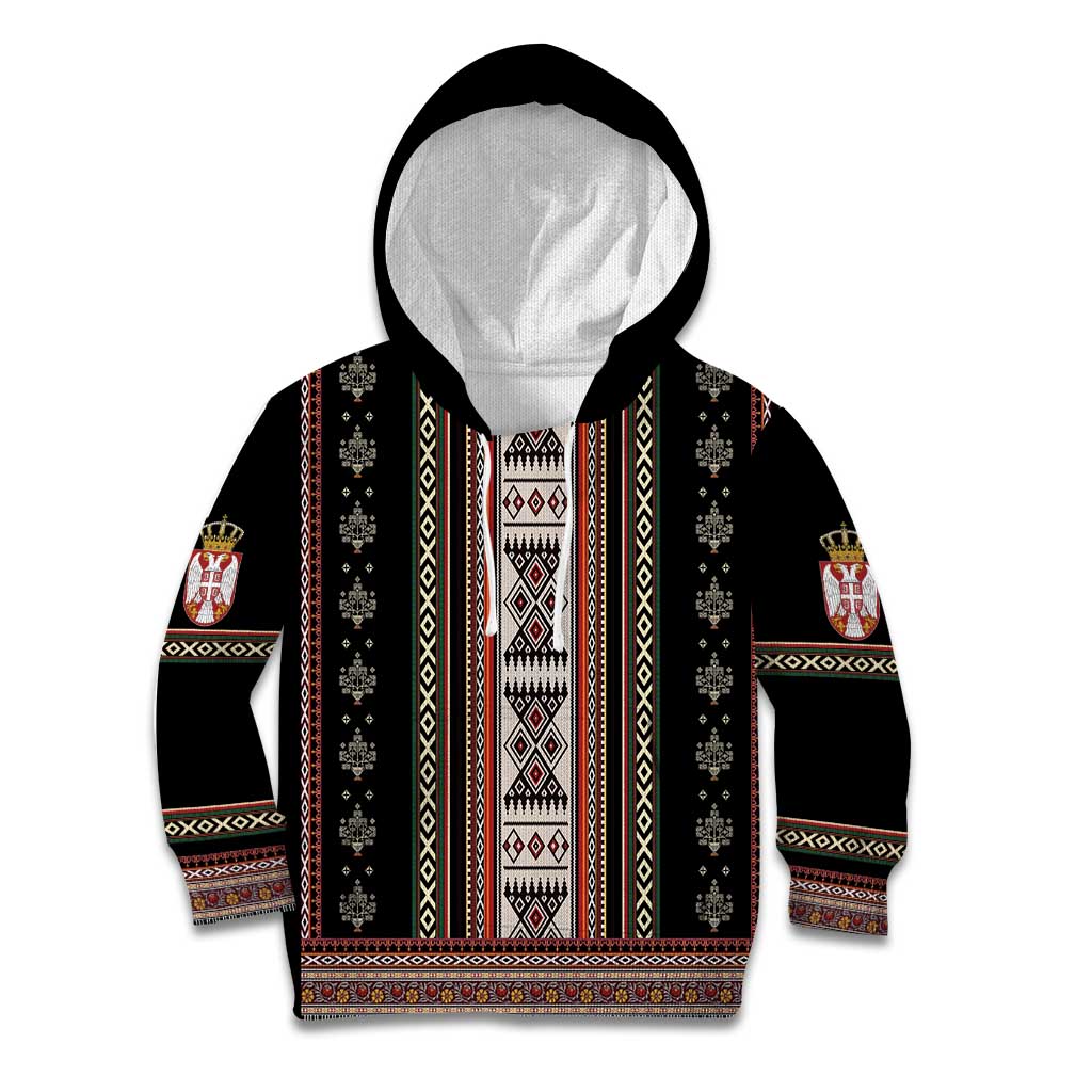 Serbia Folk Pattern Kid Hoodie God of Justice - Wonder Print Shop