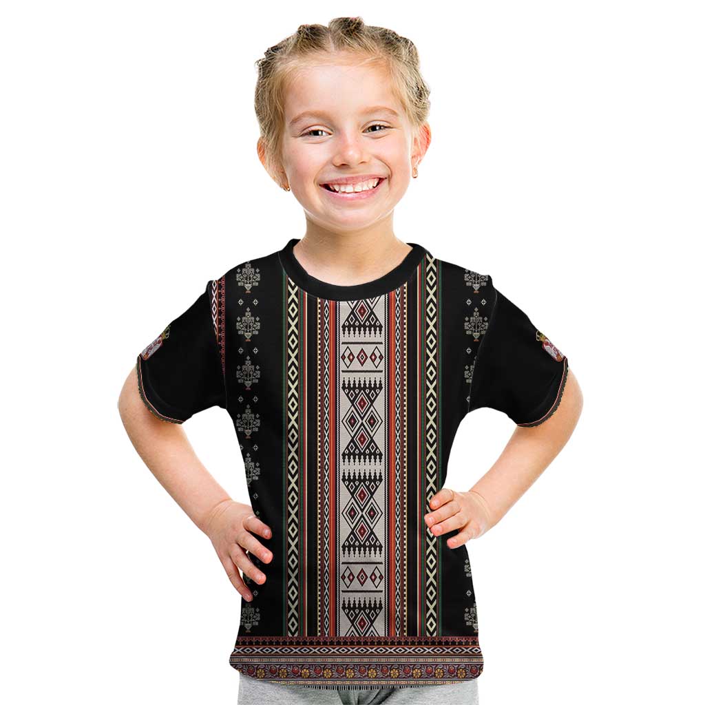 Serbia Folk Pattern Kid T Shirt God of Justice - Wonder Print Shop