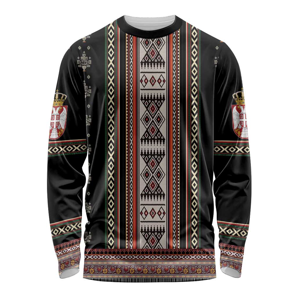 Serbia Folk Pattern Long Sleeve Shirt God of Justice - Wonder Print Shop