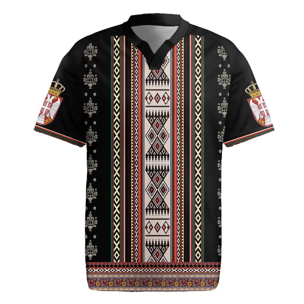 Serbia Folk Pattern Rugby Jersey God of Justice - Wonder Print Shop