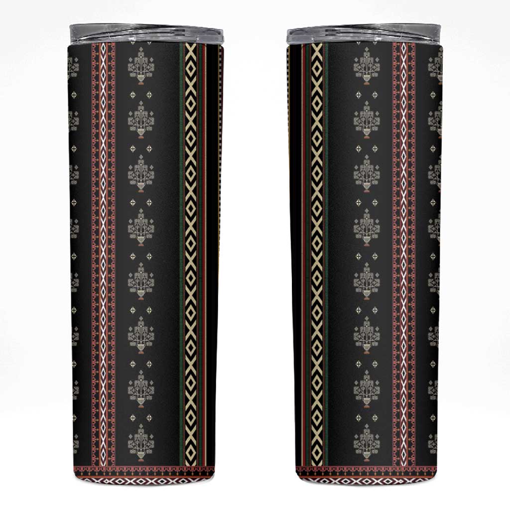 Serbia Folk Pattern Skinny Tumbler God of Justice - Wonder Print Shop