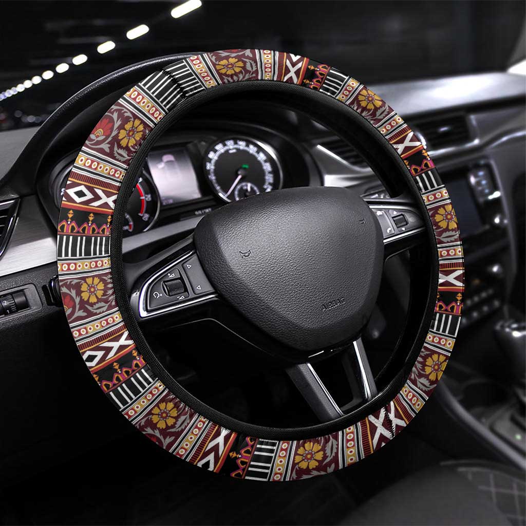 Serbia Folk Pattern Steering Wheel Cover God of Justice - Wonder Print Shop