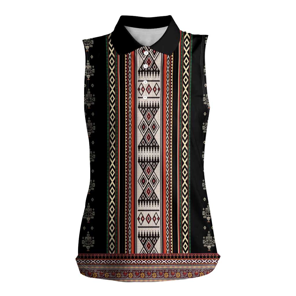 Serbia Folk Pattern Women Sleeveless Polo Shirt God of Justice - Wonder Print Shop