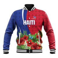 Personalized Afro-Haitians Tropical Baseball Jacket Fleur-De-Lis Veves Motif - Wonder Print Shop