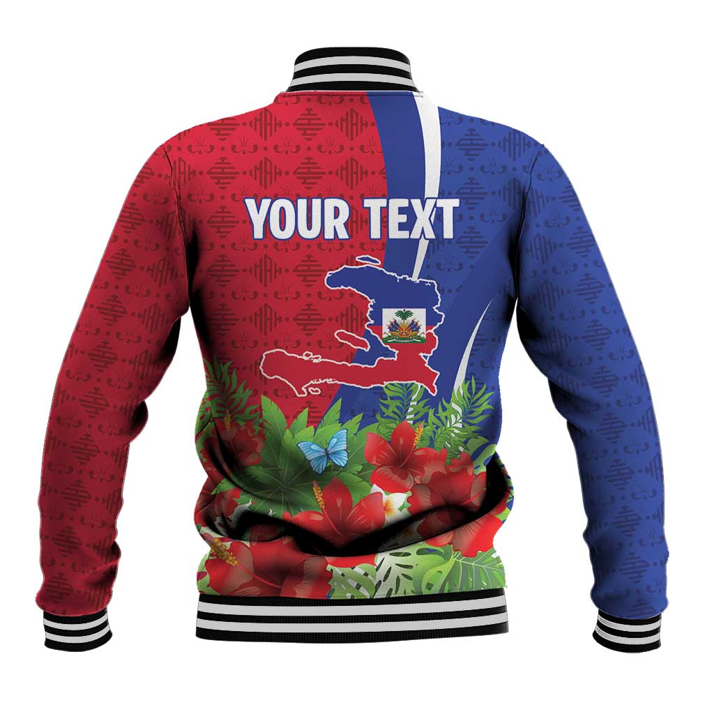 Personalized Afro-Haitians Tropical Baseball Jacket Fleur-De-Lis Veves Motif - Wonder Print Shop