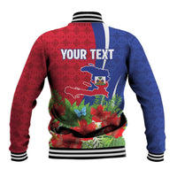 Personalized Afro-Haitians Tropical Baseball Jacket Fleur-De-Lis Veves Motif - Wonder Print Shop