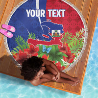 Personalized Afro-Haitians Tropical Beach Blanket Fleur-De-Lis Veves Motif - Wonder Print Shop