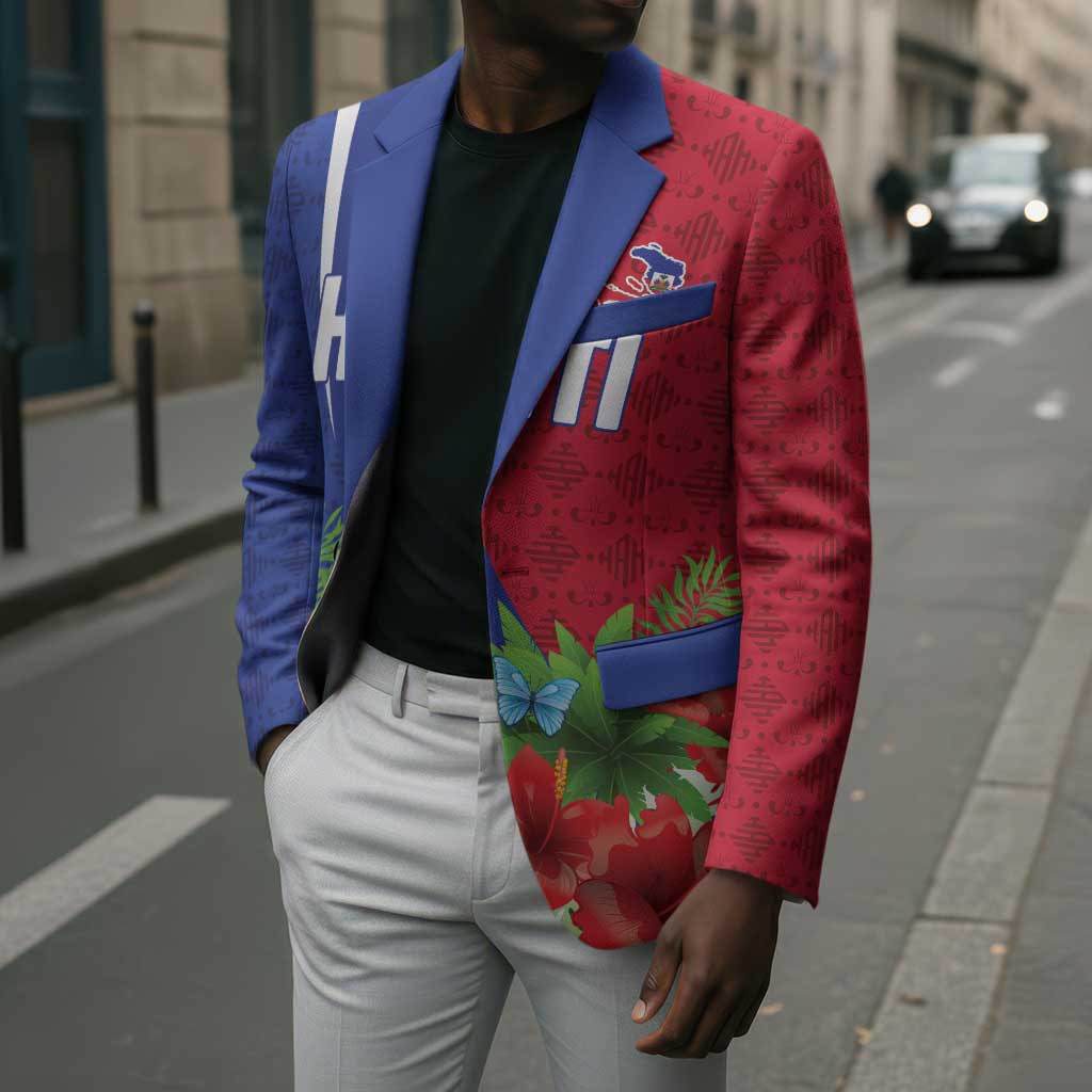 Personalized Afro-Haitians Tropical Blazer Fleur-De-Lis Veves Motif - Wonder Print Shop