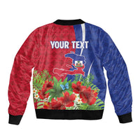 Personalized Afro-Haitians Tropical Bomber Jacket Fleur-De-Lis Veves Motif - Wonder Print Shop