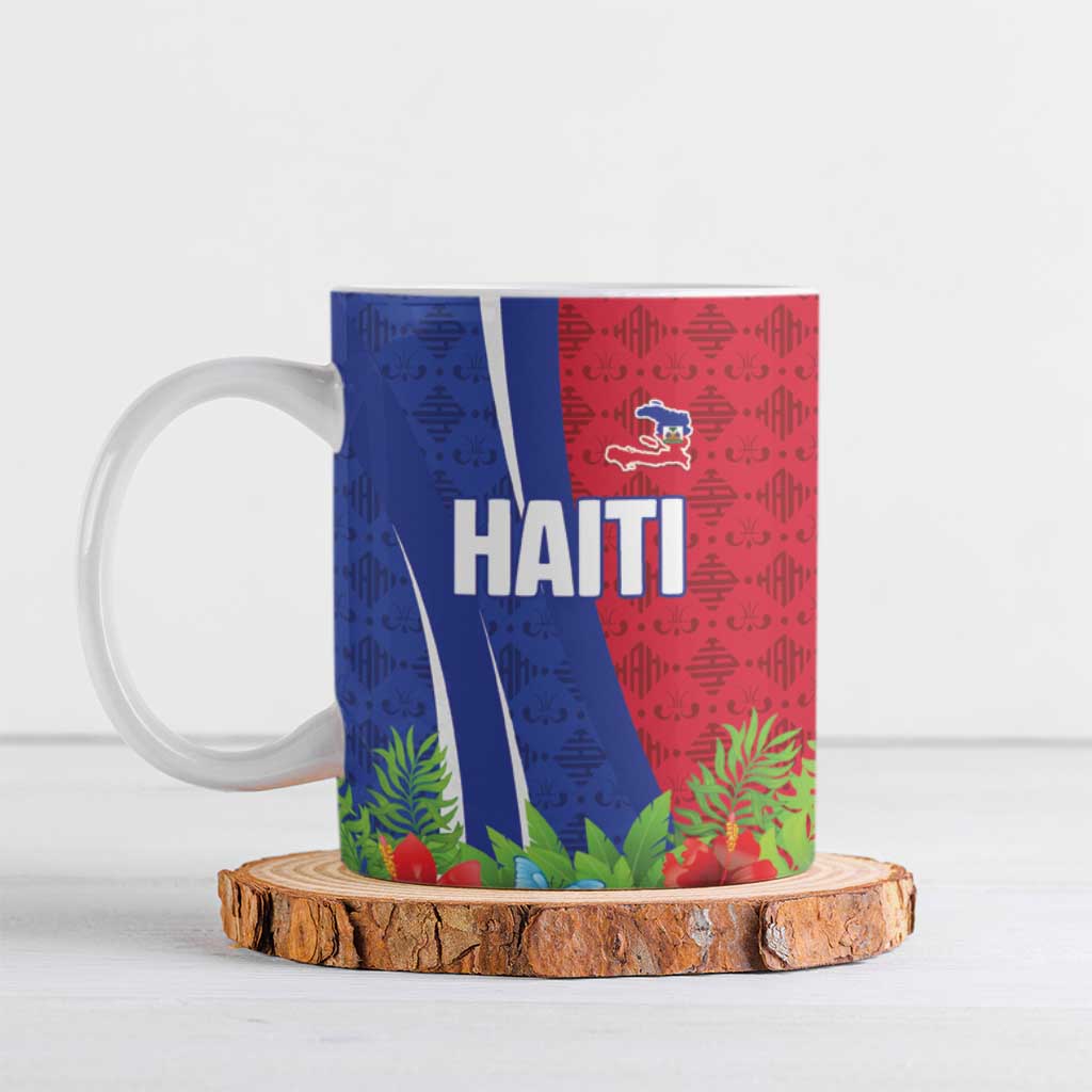 Personalized Afro-Haitians Tropical Ceramic Mug Fleur-De-Lis Veves Motif - Wonder Print Shop