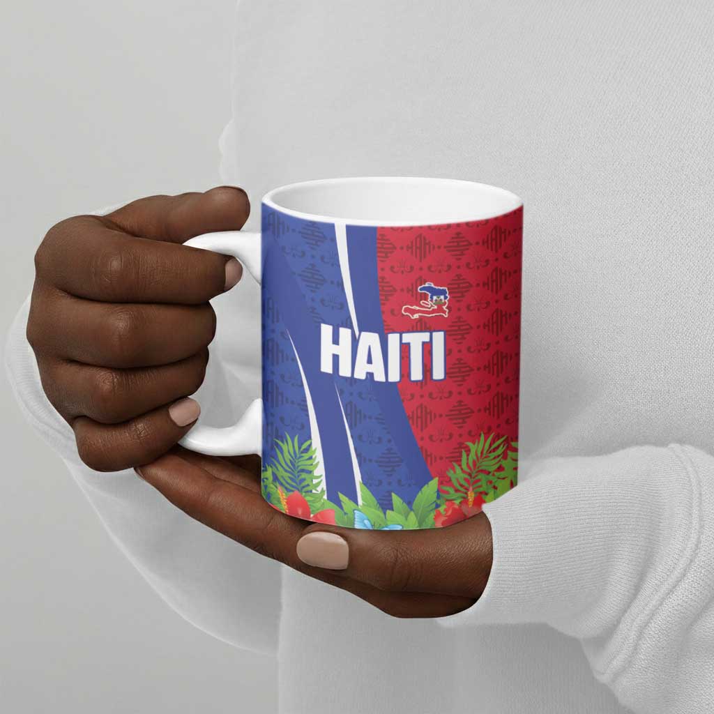 Personalized Afro-Haitians Tropical Ceramic Mug Fleur-De-Lis Veves Motif - Wonder Print Shop