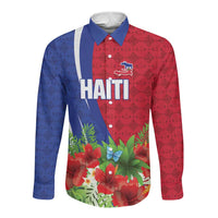 Personalized Afro-Haitians Tropical Long Sleeve Button Shirt Fleur-De-Lis Veves Motif - Wonder Print Shop
