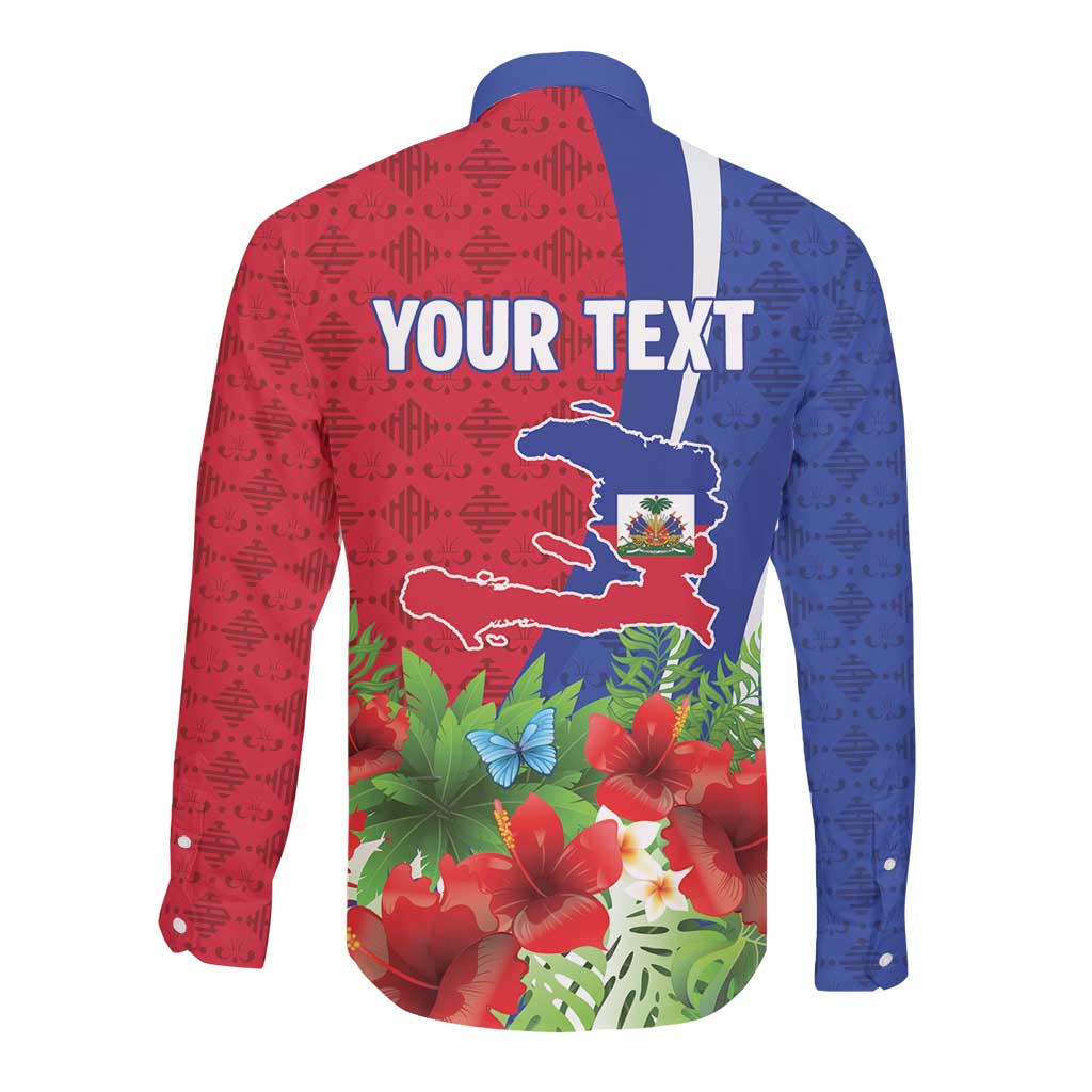 Personalized Afro-Haitians Tropical Long Sleeve Button Shirt Fleur-De-Lis Veves Motif - Wonder Print Shop