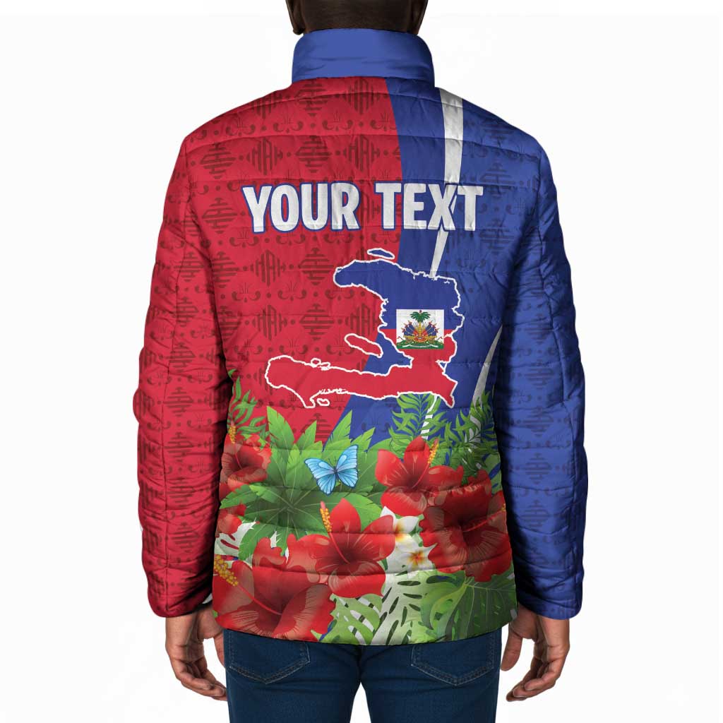 Personalized Afro-Haitians Tropical Padded Jacket Fleur-De-Lis Veves Motif - Wonder Print Shop