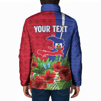 Personalized Afro-Haitians Tropical Padded Jacket Fleur-De-Lis Veves Motif - Wonder Print Shop