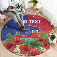 Personalized Afro-Haitians Tropical Round Carpet Fleur-De-Lis Veves Motif - Wonder Print Shop