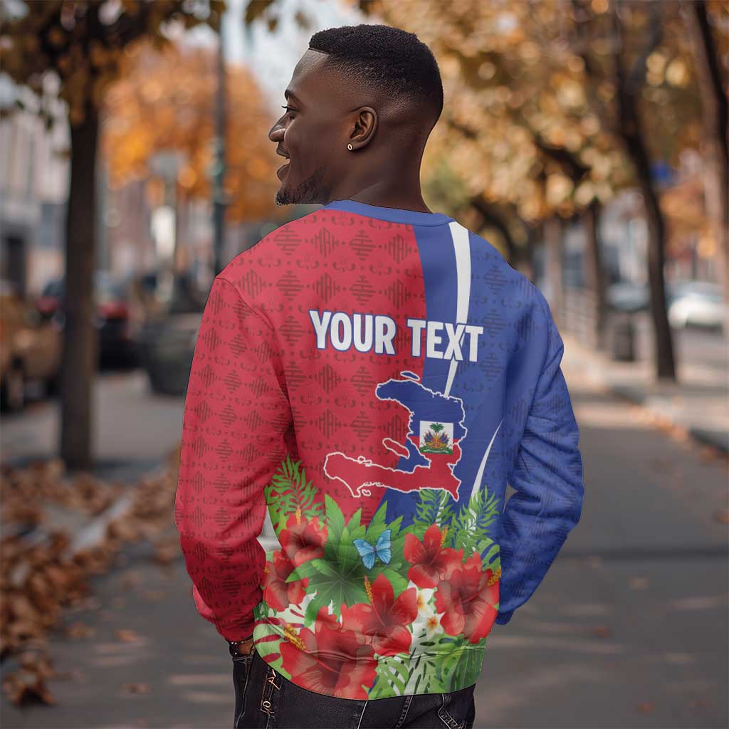 Personalized Afro-Haitians Tropical Sweatshirt Fleur-De-Lis Veves Motif - Wonder Print Shop