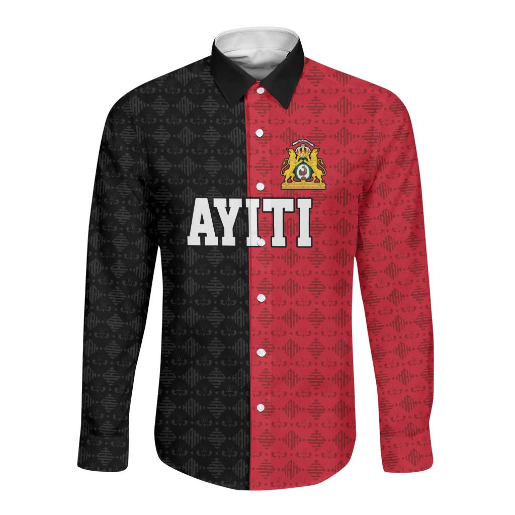 Afro-Haitians Empire of Haiti 1804-1806 Long Sleeve Button Shirt Fleur-De-Lis Veves Motif - Wonder Print Shop