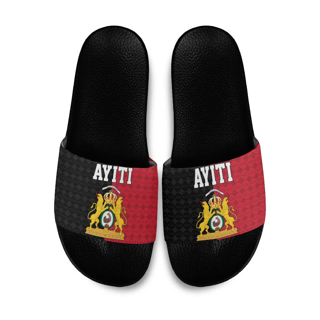 Afro-Haitians Empire of Haiti 1804-1806 Slide Sandals Fleur-De-Lis Veves Motif - Wonder Print Shop