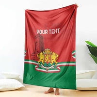 Personalized Bulgaria flag blanket with crest, red top and green bottom, "YOUR TEXT"