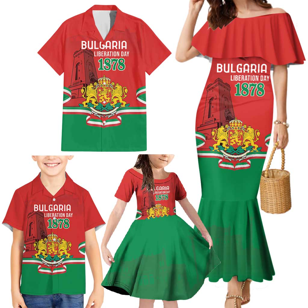 Personalized Bulgaria Liberation Day Family Matching Mermaid Dress and Hawaiian Shirt Shipka Monument Unity Makes Strength