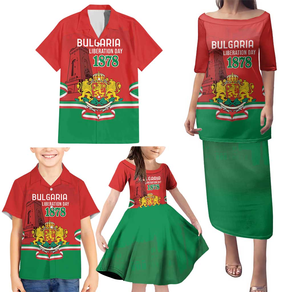 Personalized Bulgaria Liberation Day Family Matching Puletasi and Hawaiian Shirt Shipka Monument Unity Makes Strength