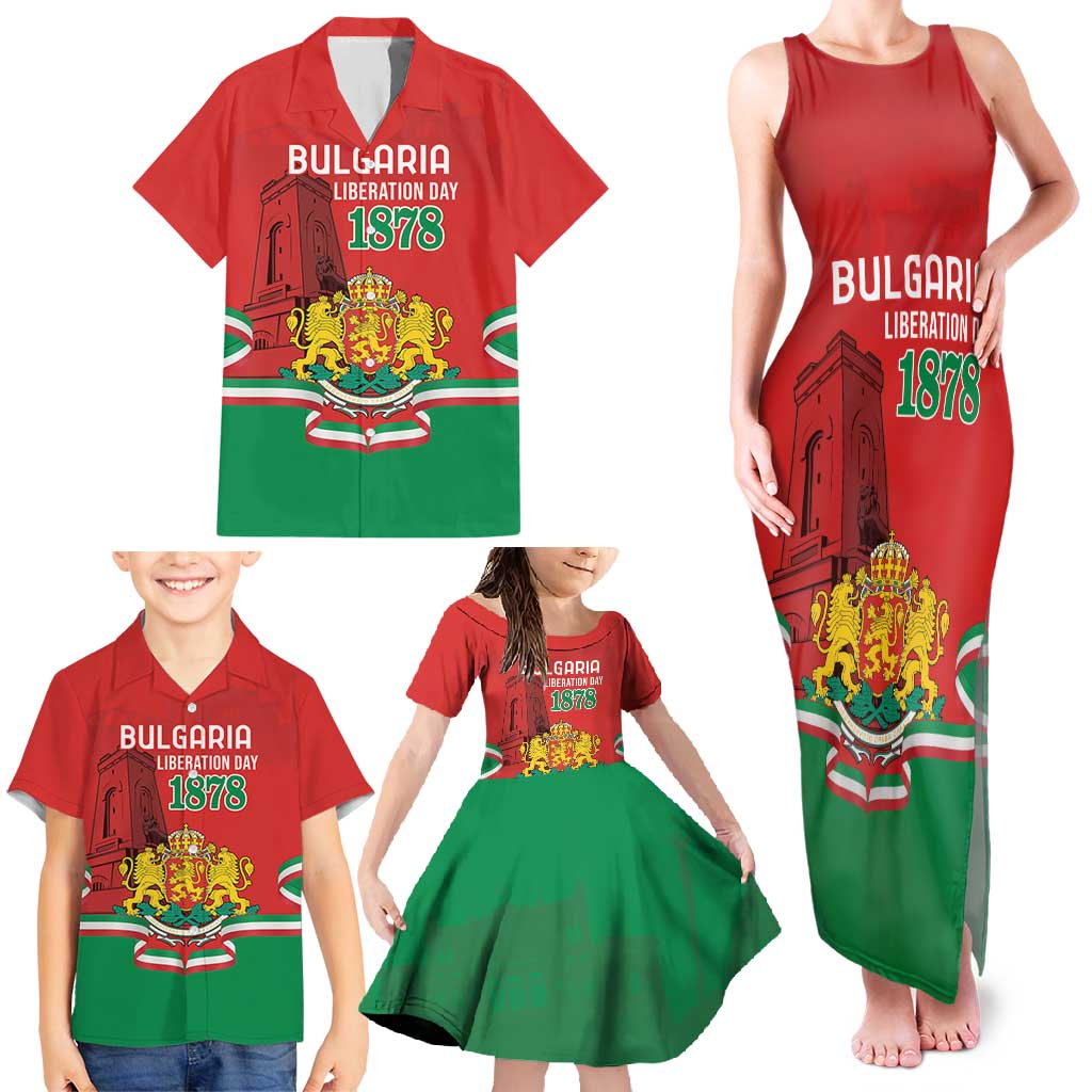 Personalized Bulgaria Liberation Day Family Matching Tank Maxi Dress and Hawaiian Shirt Shipka Monument Unity Makes Strength