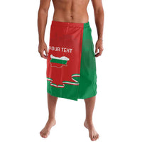 Personalized lavalava skirt, red/green graphic print, elastic waistband
