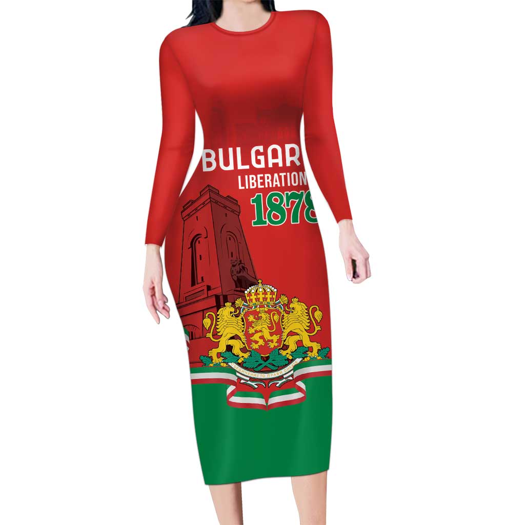 Personalized Bulgaria Liberation Day Long Sleeve Bodycon Dress Shipka Monument Unity Makes Strength