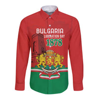 Red and green long-sleeve button shirt with Bulgaria Liberation Day 1878 graphic