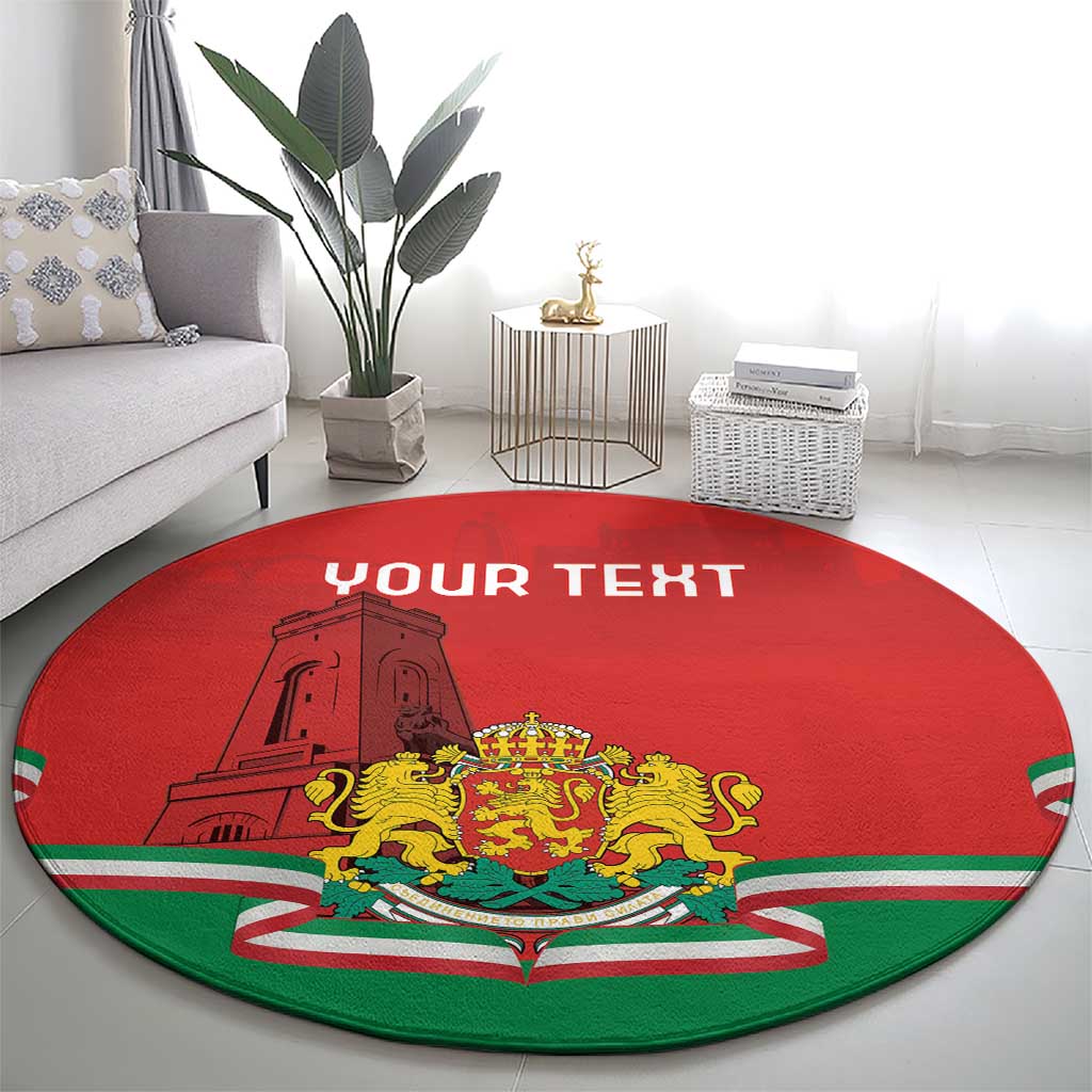 Red round carpet featuring emblem, monument outline, and YOUR TEXT header.