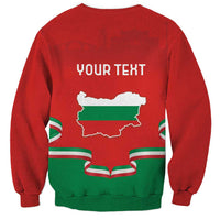 Red back sweatshirt with YOUR TENT text, Bulgaria outline, flag crest