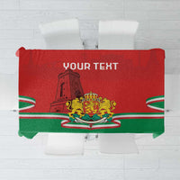Personalized Bulgaria-themed tablecloth with crest on red and green bordered panel