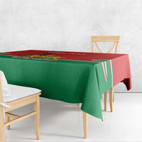 Personalized Bulgaria-themed tablecloth corner view with red top and green side panels
