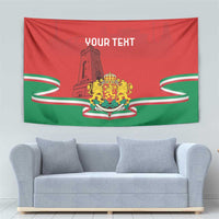 Hanging red and green Bulgaria tapestry with crest emblem and YOUR TEXT