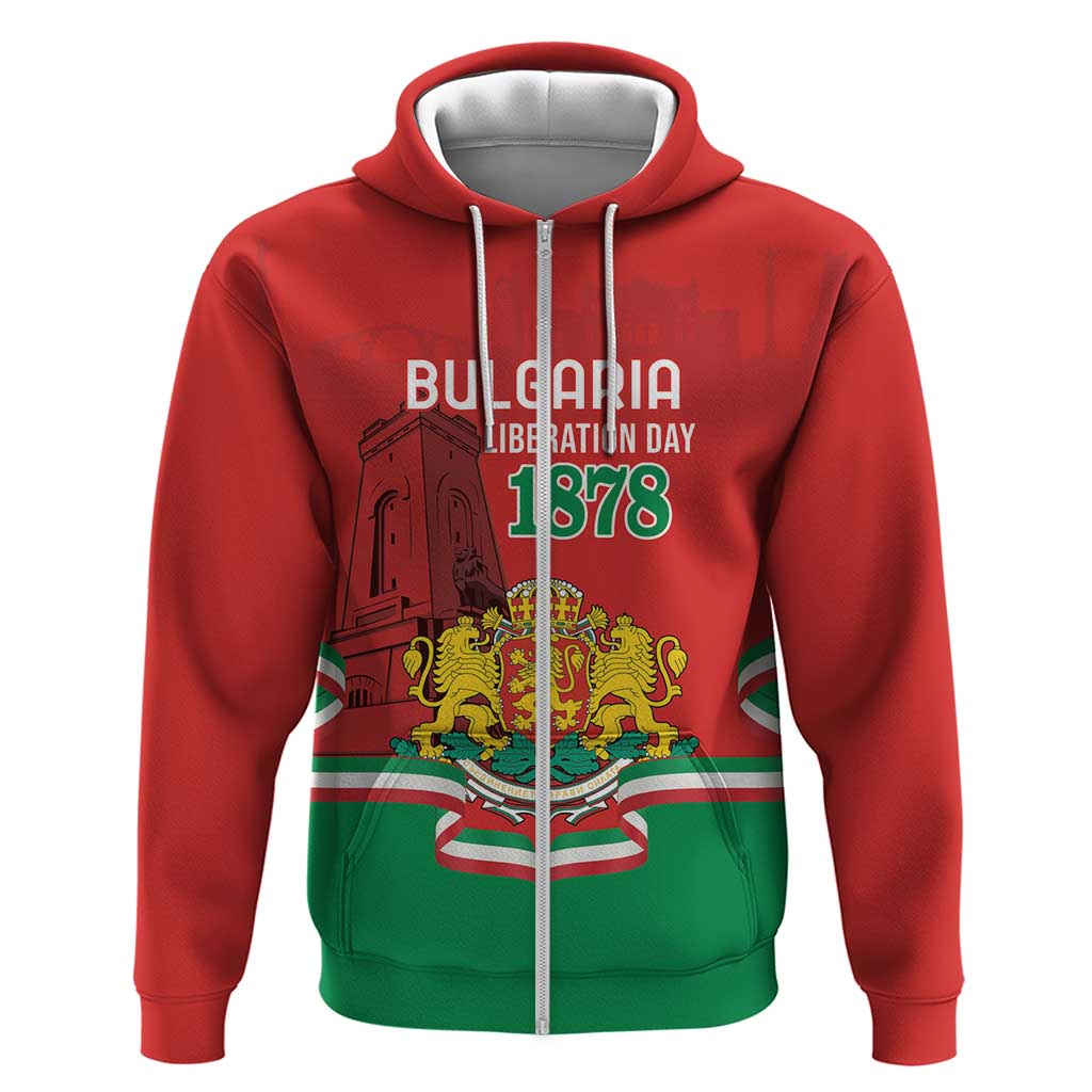 Personalized Bulgaria Liberation Day Zip Hoodie Shipka Monument Unity Makes Strength - Wonder Print Shop