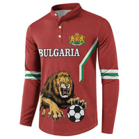 Red button football sweatshirt with Bulgaria crest and lion with soccer ball graphic