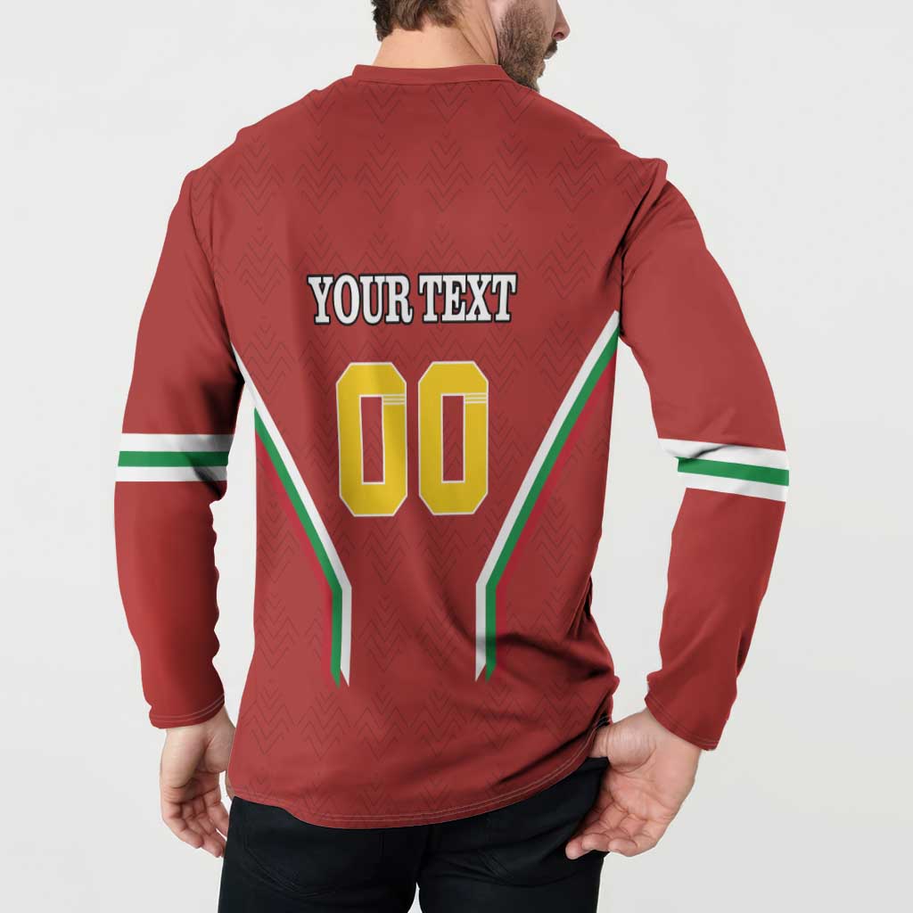 Red button football sweatshirt back with YOUR TEXT and large 00 number graphic