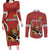 Custom Bulgaria Football Couples Matching Long Sleeve Bodycon Dress and Long Sleeve Button Shirt The Lions Come Champions Red Version