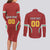 Custom Bulgaria Football Couples Matching Long Sleeve Bodycon Dress and Long Sleeve Button Shirt The Lions Come Champions Red Version